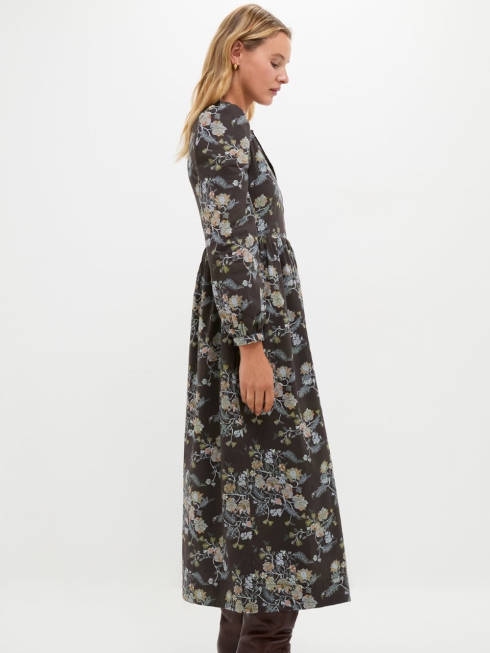Hyacinth House Oslo Midi Dress Brown Multi Floral Size XL - Picture 3 of 9